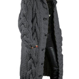 HELENA™ – LANG OG TYK STRIKCARDIGAN MED ELEGANTT UDTRYK