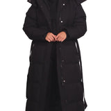 CARMEN™ – LANG VINTERJAKKE MED BÆLTE OG PUFFER-DESIGN