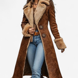 Vintage - Inspireret lang frakke med kunstpels