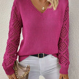 ZENYA™ – AFSLAPPET V-HALSET STRIKTRØJE TIL HVERDAGEN