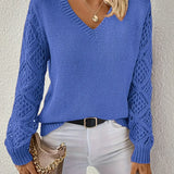 ZENYA™ – AFSLAPPET V-HALSET STRIKTRØJE TIL HVERDAGEN