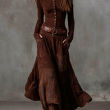 Astrid | Læderlook Maxikjole